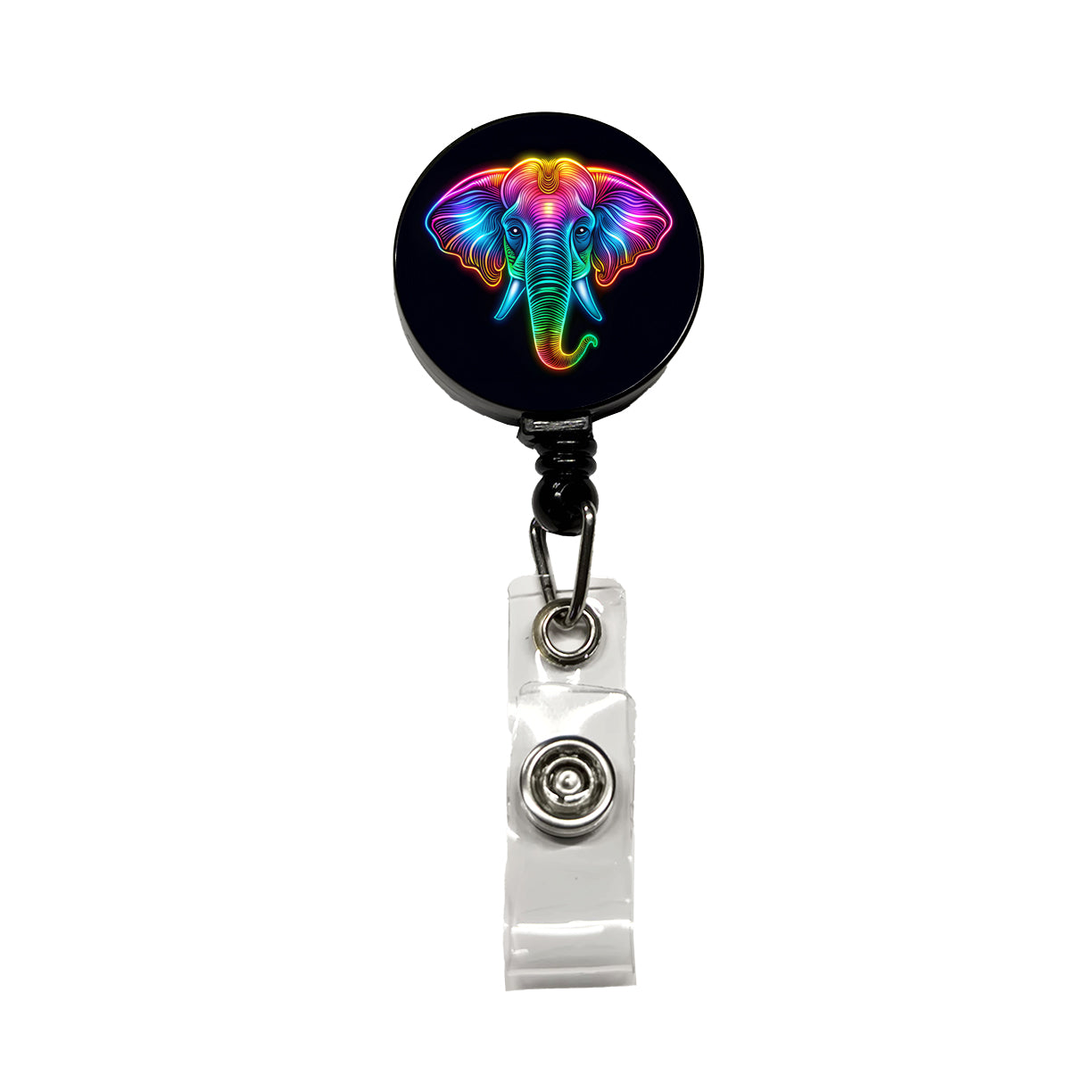 Neon Elephant Face Retractable ID Key Card Name Tag Badge Holder with Clip