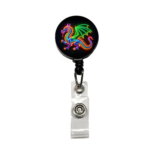 Neon European Dragon Retractable ID Key Card Name Tag Badge Holder with Clip