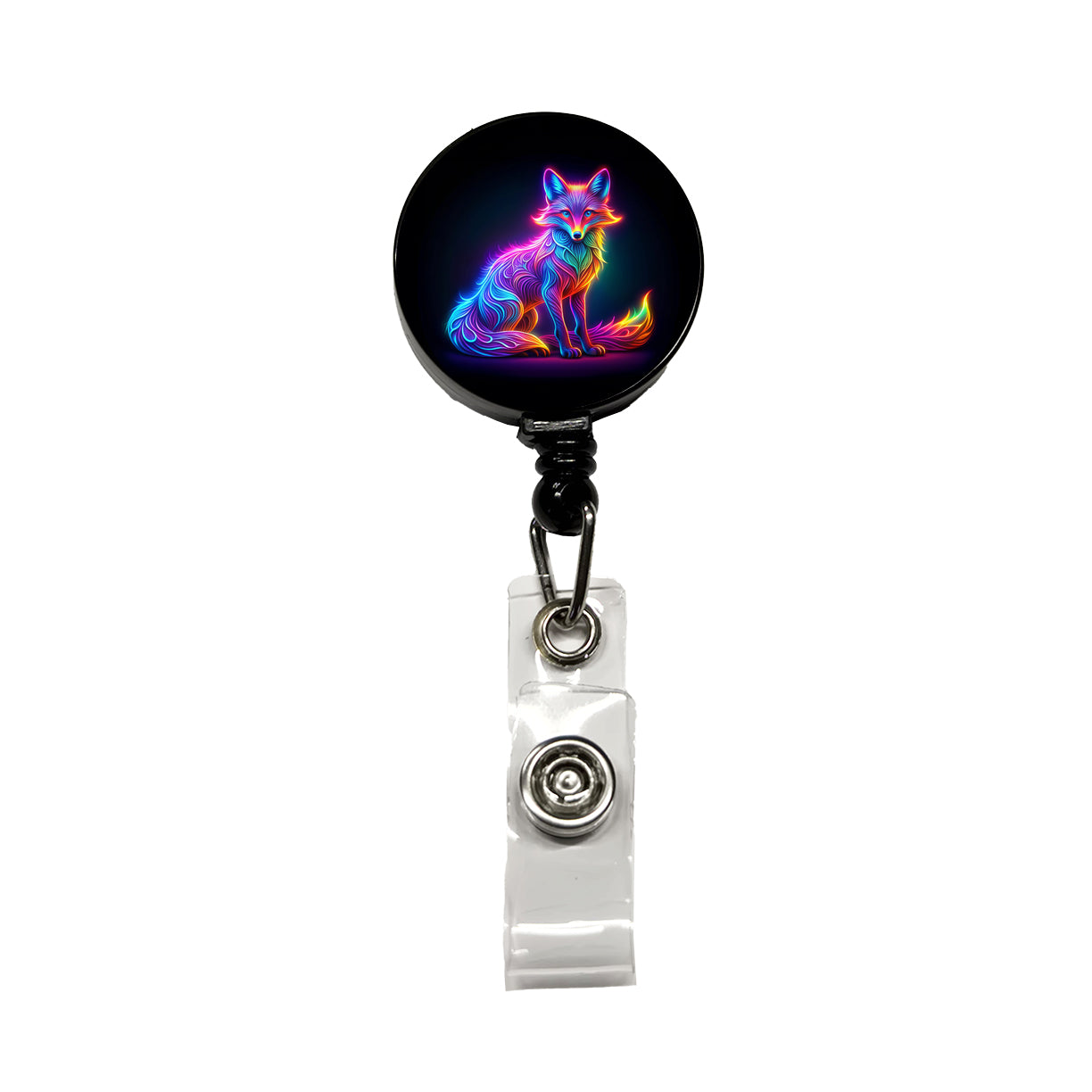 Neon Fox Retractable ID Key Card Name Tag Badge Holder with Clip