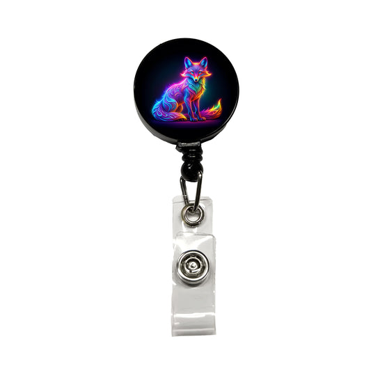 Neon Fox Retractable ID Key Card Name Tag Badge Holder with Clip