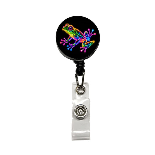 Neon Frog Retractable ID Key Card Name Tag Badge Holder with Clip