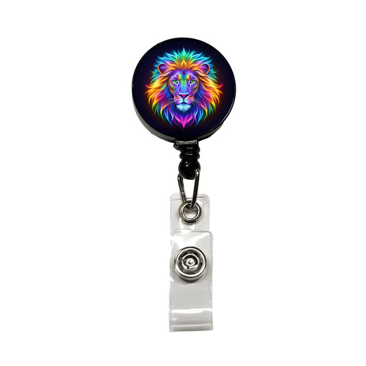 Neon Lion Retractable ID Key Card Name Tag Badge Holder with Clip