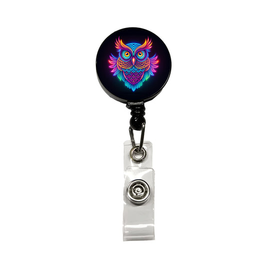 Neon Owl Retractable ID Key Card Name Tag Badge Holder with Clip
