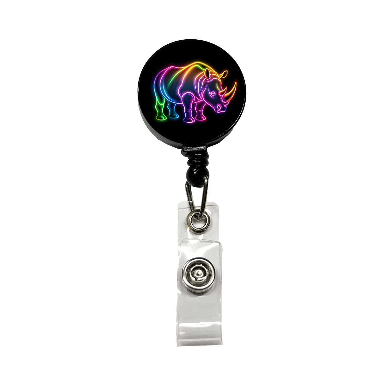Neon Rhino Retractable ID Key Card Name Tag Badge Holder with Clip