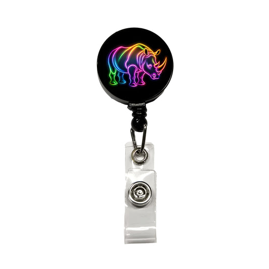 Neon Rhino Retractable ID Key Card Name Tag Badge Holder with Clip