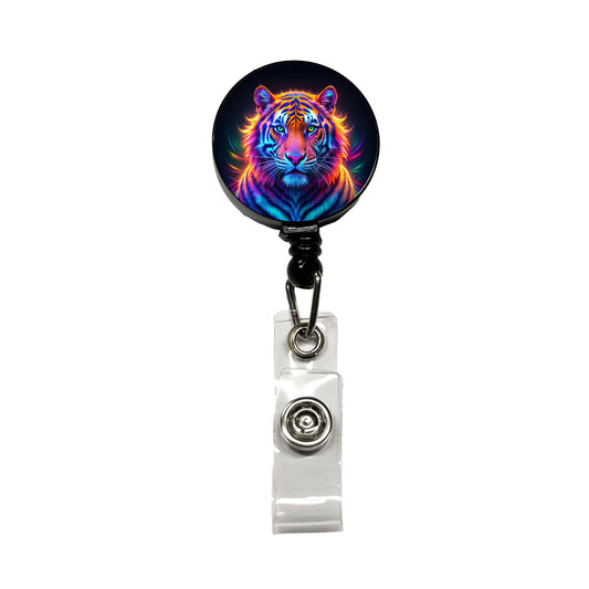 Neon Tiger Retractable ID Key Card Name Tag Badge Holder with Clip