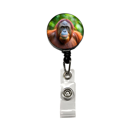 Orangutan Monkey Ape Retractable ID Key Card Name Tag Badge Holder with Clip