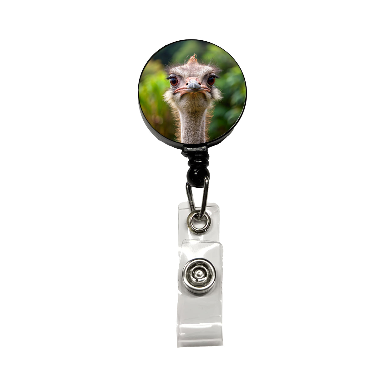 Ostrich Retractable ID Key Card Name Tag Badge Holder with Clip