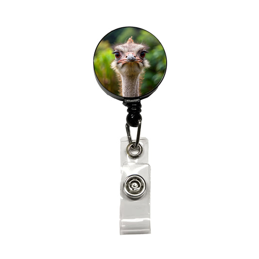 Ostrich Retractable ID Key Card Name Tag Badge Holder with Clip