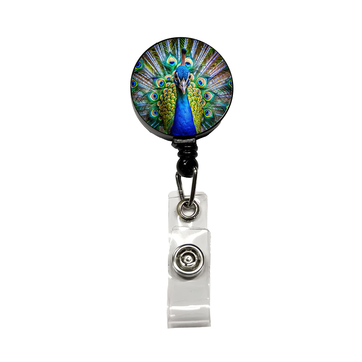 Peacock Retractable ID Key Card Name Tag Badge Holder with Clip