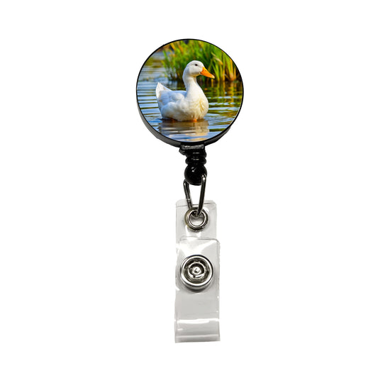Pekin Duck Retractable ID Key Card Name Tag Badge Holder with Clip