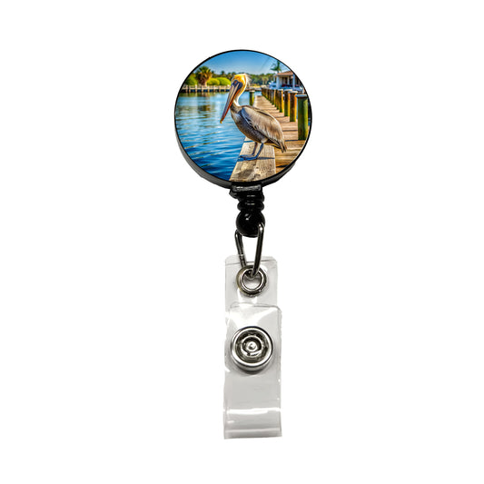 Pelican On Dock Retractable ID Key Card Name Tag Badge Holder with Clip