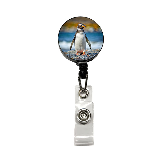 Penguin Retractable ID Key Card Name Tag Badge Holder with Clip
