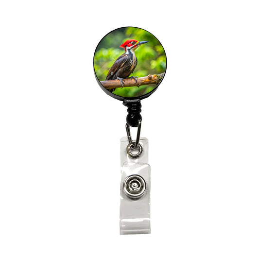 Pileated Woodpecker Backyard Bird Retractable ID Key Card Name Tag Badge Holder with Clip
