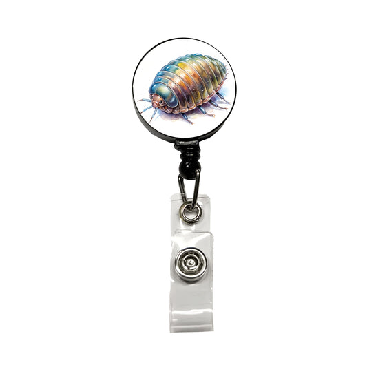 Pill Bug Watercolor Retractable ID Key Card Name Tag Badge Holder with Clip