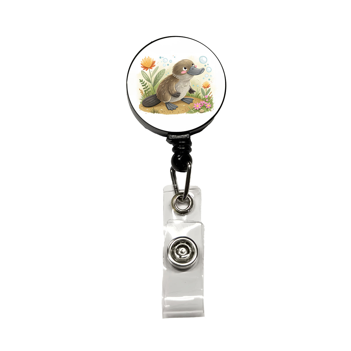 Platypus Children's Illustration Style Retractable ID Key Card Name Tag Badge Holder with Clip