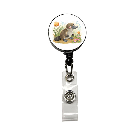 Platypus Children's Illustration Style Retractable ID Key Card Name Tag Badge Holder with Clip