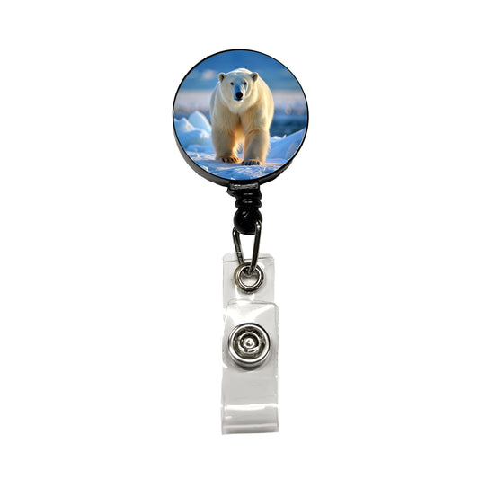 Polar Bear Retractable ID Key Card Name Tag Badge Holder with Clip