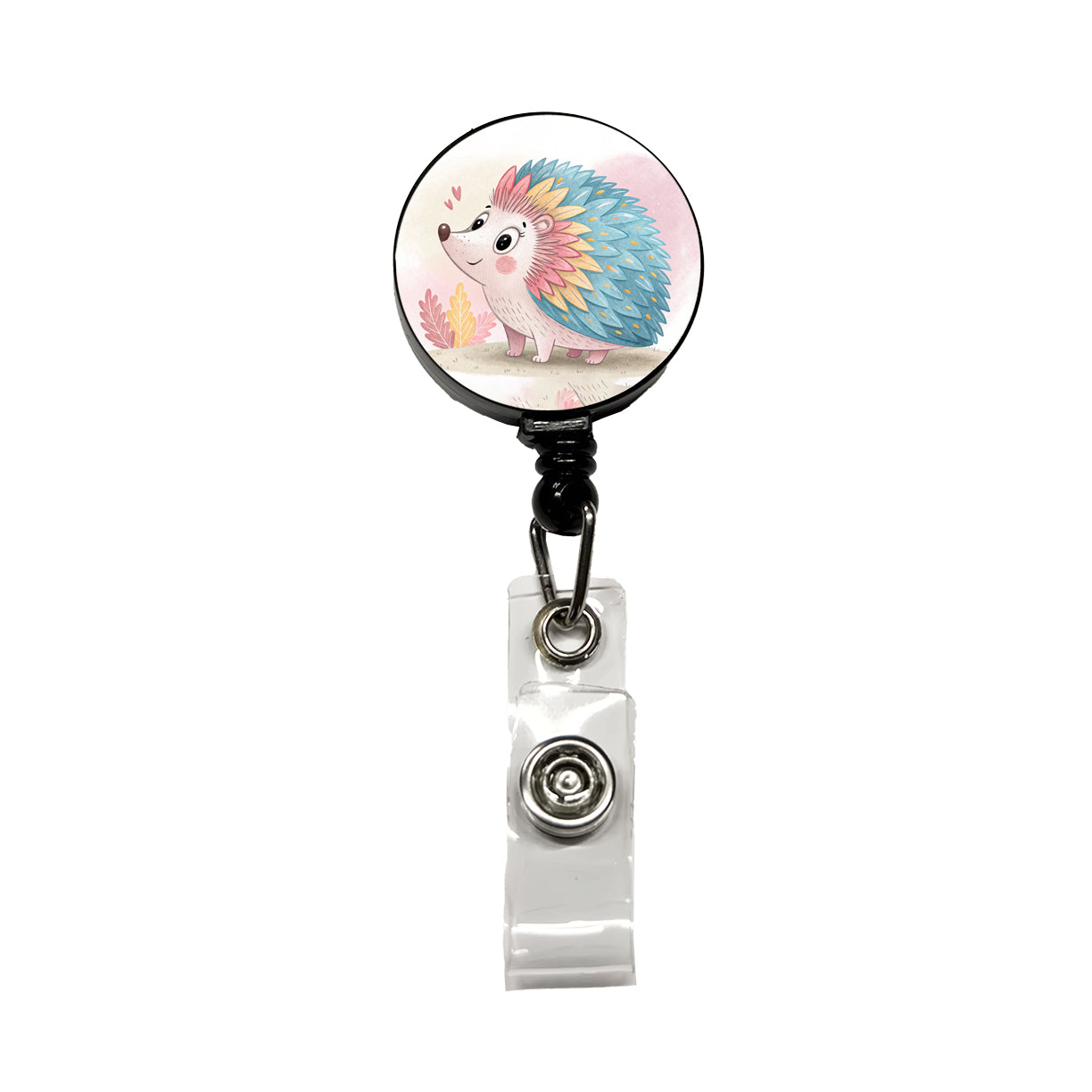 Porcupine Children's Illustration Style Retractable ID Key Card Name Tag Badge Holder with Clip