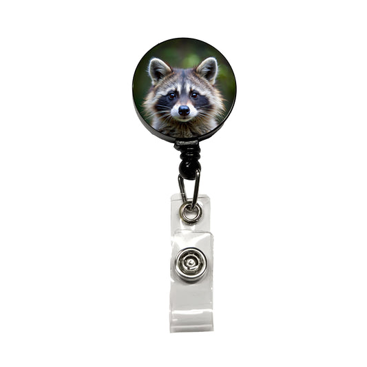 Raccoon Face Retractable ID Key Card Name Tag Badge Holder with Clip