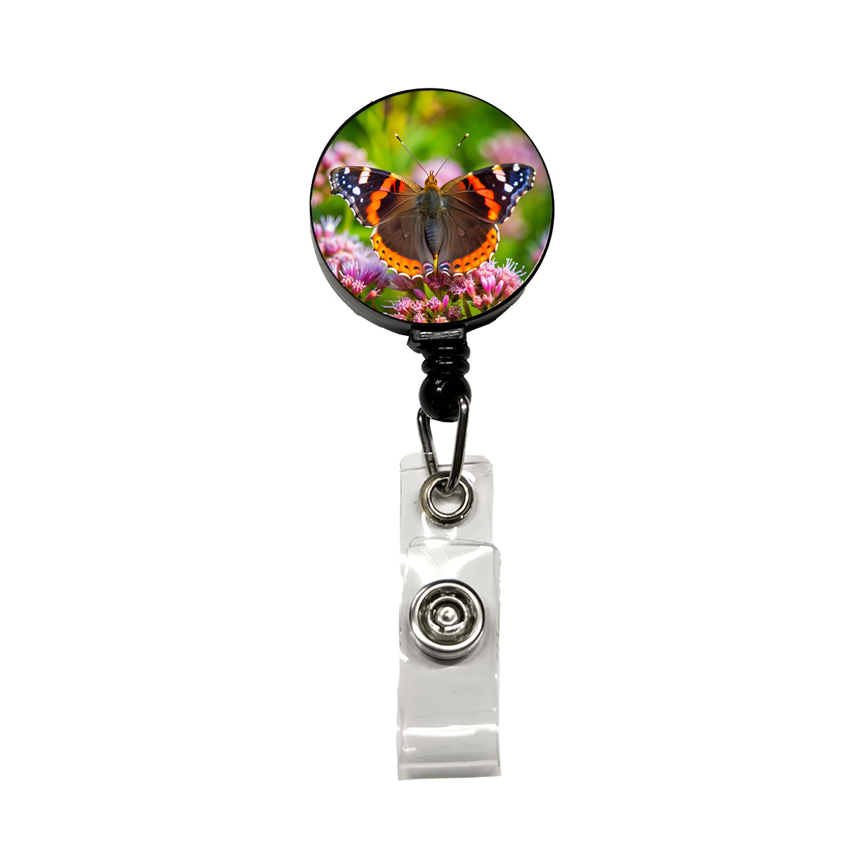 Red Admiral Butterfly Retractable ID Key Card Name Tag Badge Holder with Clip
