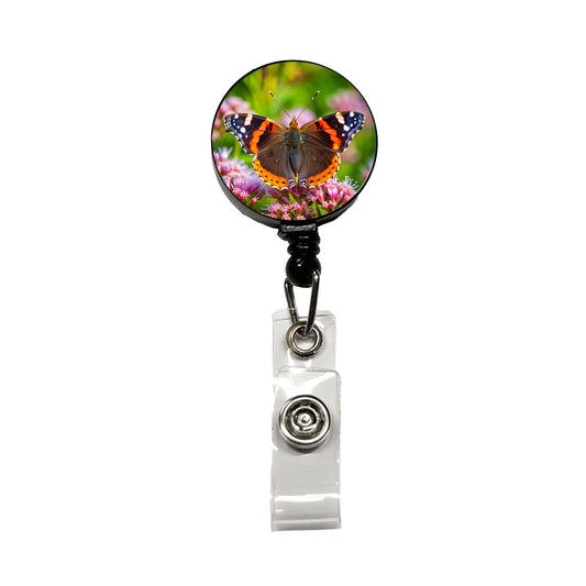 Red Admiral Butterfly Retractable ID Key Card Name Tag Badge Holder with Clip