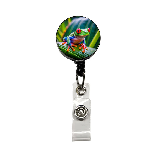 Red Eyed Tree Frog Retractable ID Key Card Name Tag Badge Holder with Clip