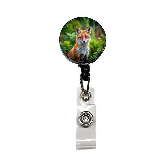 Red Fox Retractable ID Key Card Name Tag Badge Holder with Clip