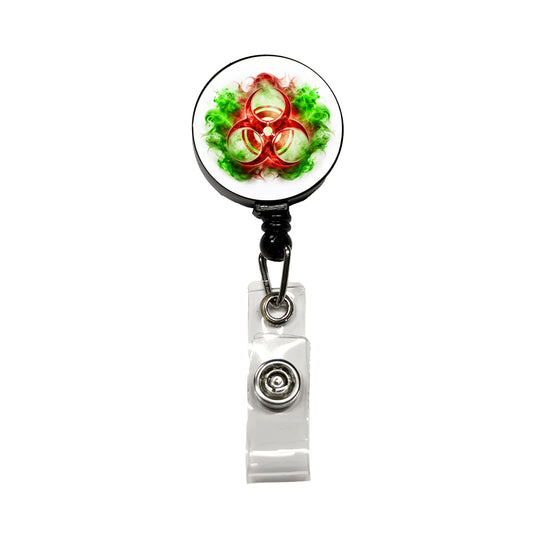 Red Zombie Outbreak Symbol With Green Toxic Gas Retractable ID Key Card Name Tag Badge Holder with Clip