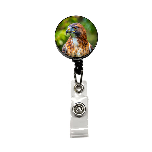 Red-Tailed Hawk Raptor Bird Of Prey Retractable ID Key Card Name Tag Badge Holder with Clip