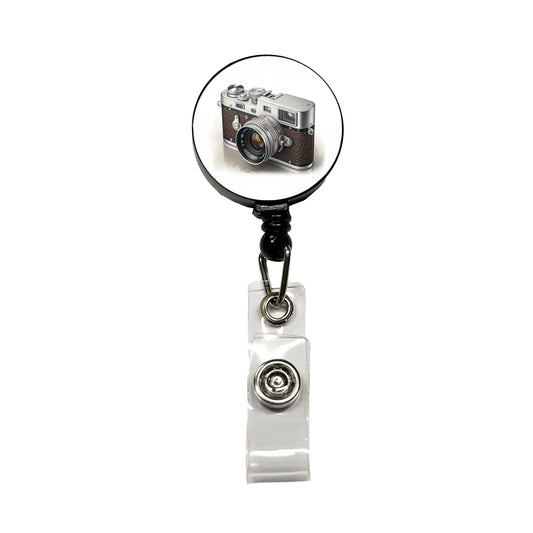 Retro 35mm Photography Camera Retractable ID Key Card Name Tag Badge Holder with Clip