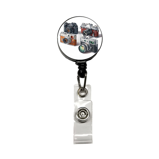Retro Photography Cameras Retractable ID Key Card Name Tag Badge Holder with Clip