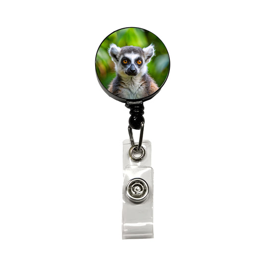 Ring-Tailed Lemur Retractable ID Key Card Name Tag Badge Holder with Clip