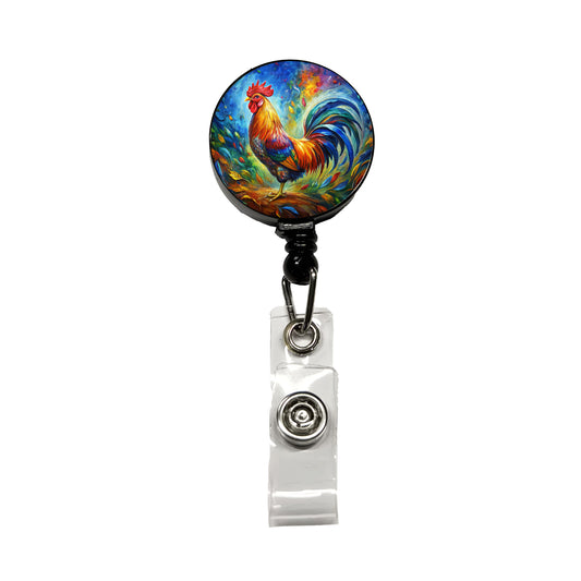 Rooster Abstract Art Retractable ID Key Card Name Tag Badge Holder with Clip