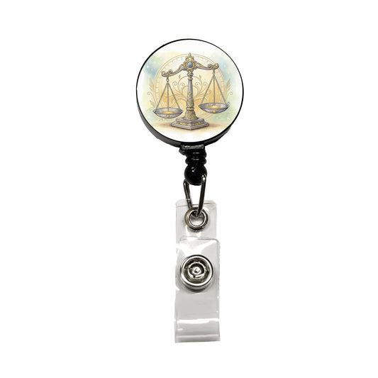 Scales Of Justice Lawyer Judge Paralegal Retractable ID Key Card Name Tag Badge Holder with Clip