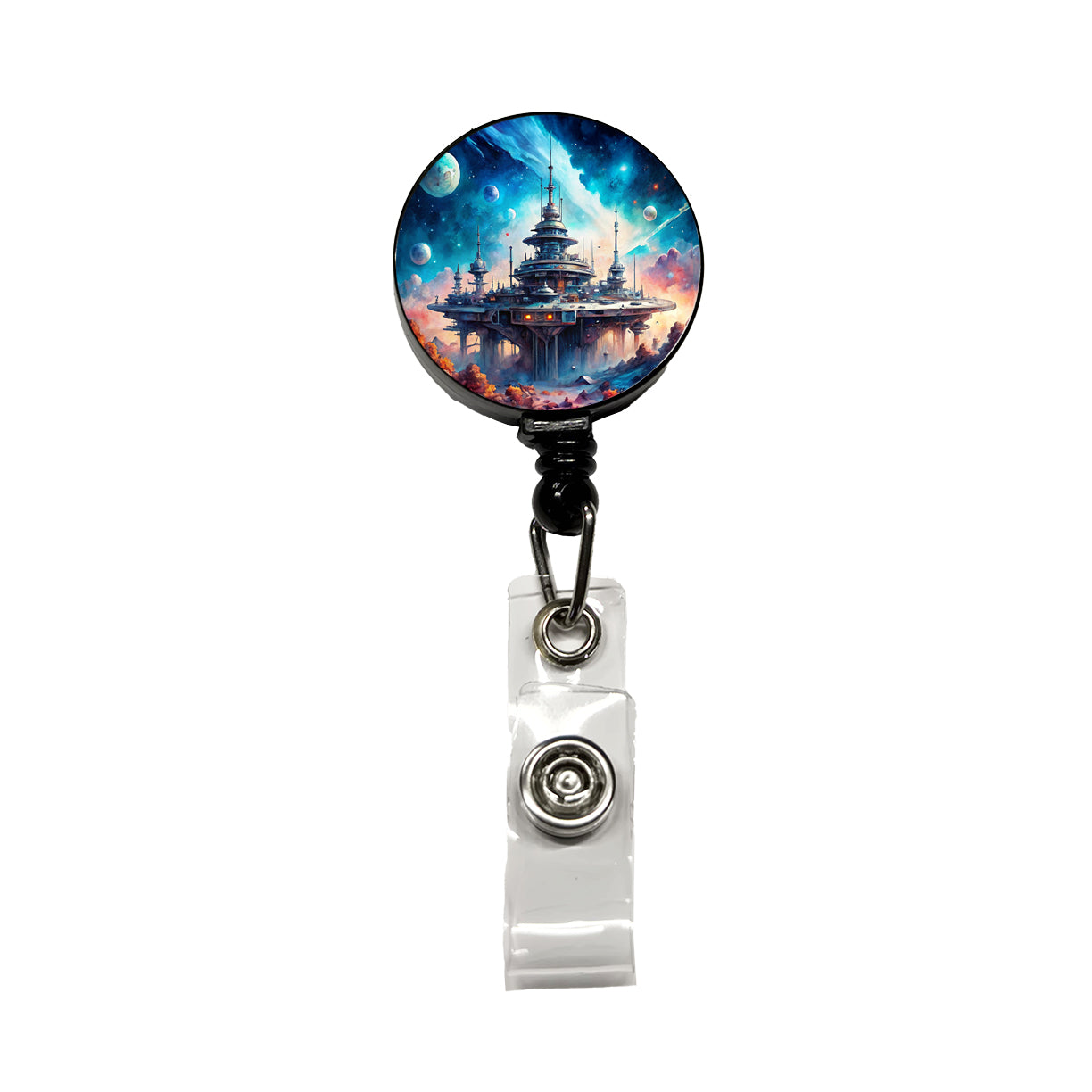 Sci-fi Military Space Station Retractable ID Key Card Name Tag Badge Holder with Clip