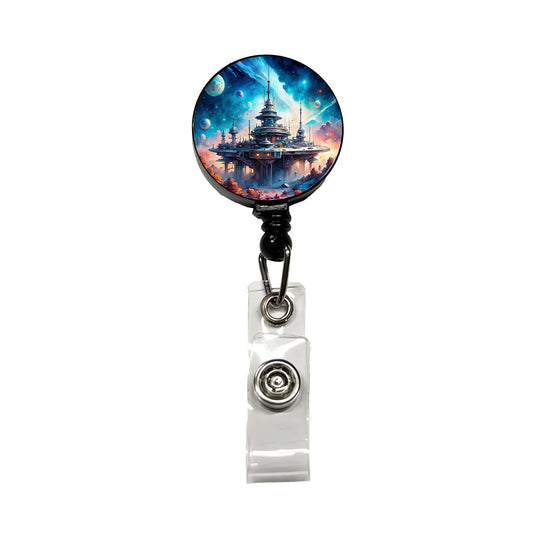 Sci-fi Military Space Station Retractable ID Key Card Name Tag Badge Holder with Clip
