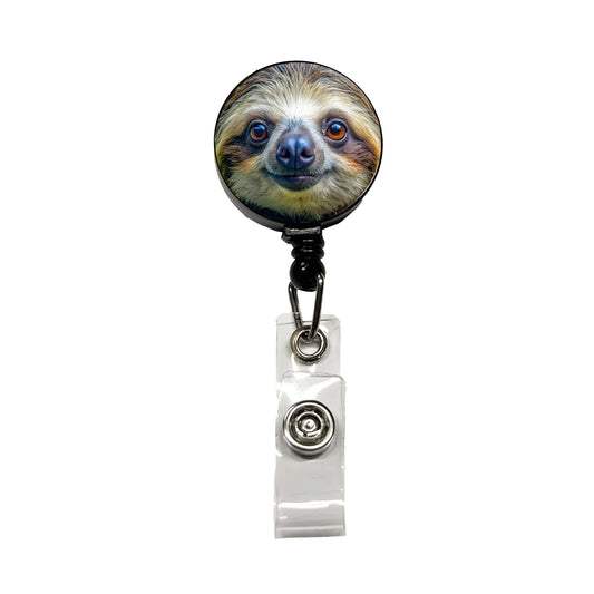 Sloth Face Retractable ID Key Card Name Tag Badge Holder with Clip