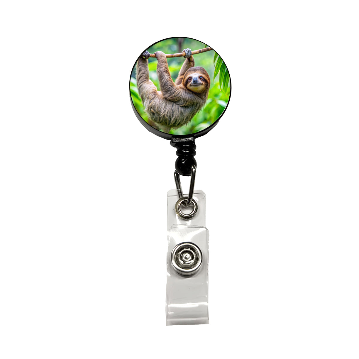 Sloth Hanging From Branch Retractable ID Key Card Name Tag Badge Holder with Clip