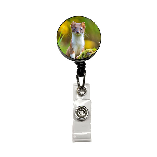 Stoat Ermine Retractable ID Key Card Name Tag Badge Holder with Clip