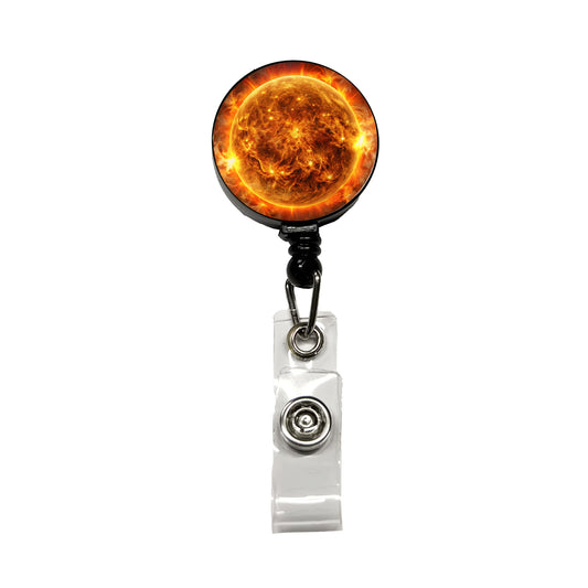 Sun During Solar Flare Storm Sci-fi Retractable ID Key Card Name Tag Badge Holder with Clip
