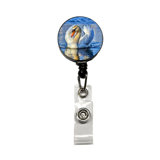 Swan Retractable ID Key Card Name Tag Badge Holder with Clip
