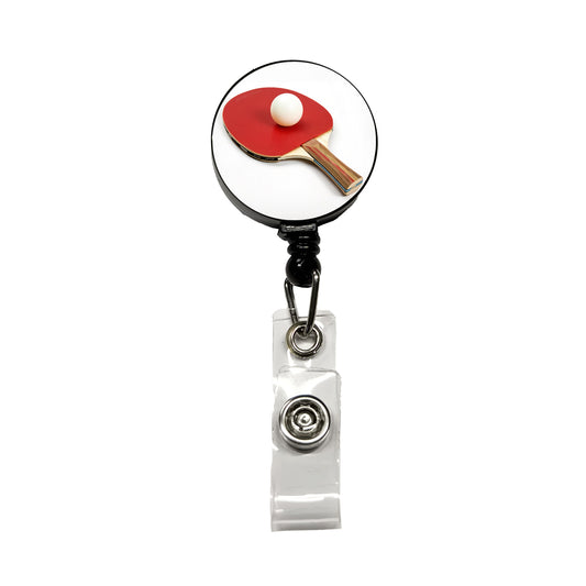 Table Tennis Ping Pong Paddle and Ball Retractable ID Key Card Name Tag Badge Holder with Clip