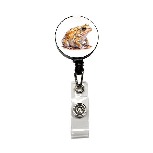 Tan Frog Watercolor Retractable ID Key Card Name Tag Badge Holder with Clip