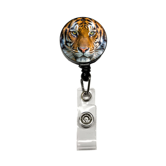 Tiger Face Retractable ID Key Card Name Tag Badge Holder with Clip