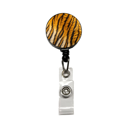 Tiger Stripes Fur Pattern Retractable ID Key Card Name Tag Badge Holder with Clip