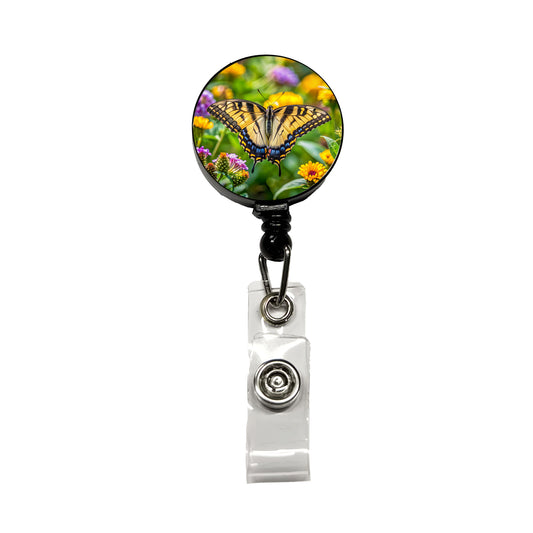 Tiger Swallowtail Butterfly Retractable ID Key Card Name Tag Badge Holder with Clip