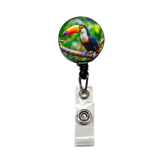 Toucan Bird Retractable ID Key Card Name Tag Badge Holder with Clip