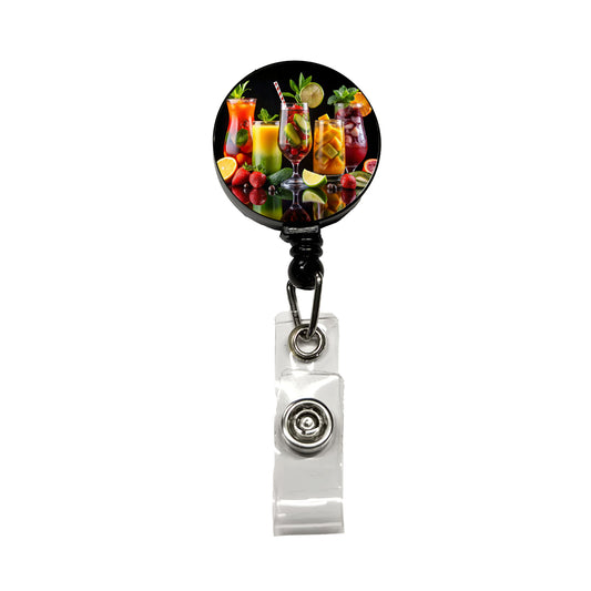 Tropical Fruity Drinks Retractable ID Key Card Name Tag Badge Holder with Clip