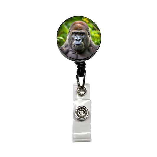 Western Gorilla Ape Retractable ID Key Card Name Tag Badge Holder with Clip